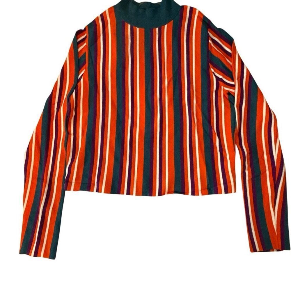 Victor Glemaud x Target Striped Knit Set – Mock Neck Top & Flare Pants – Teal Or